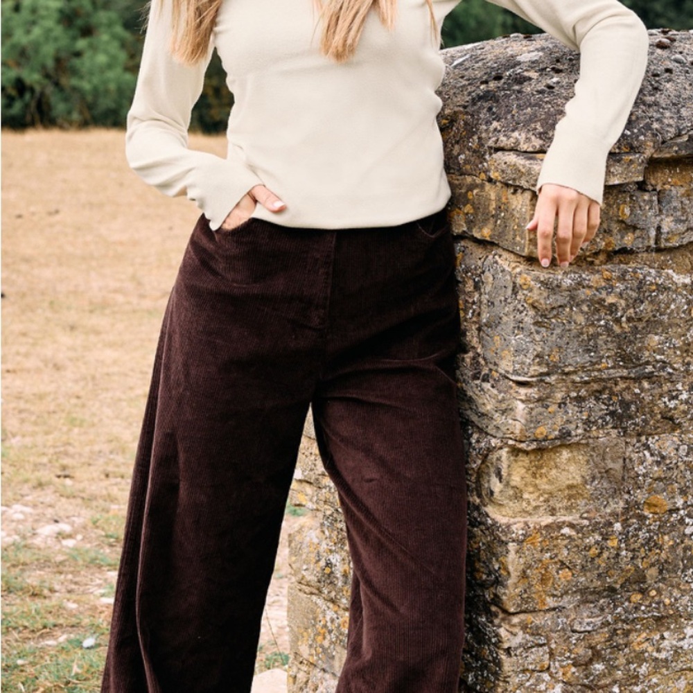 Tall, Chocolate Brown, Wide-Leg, Corderoy Trousers!